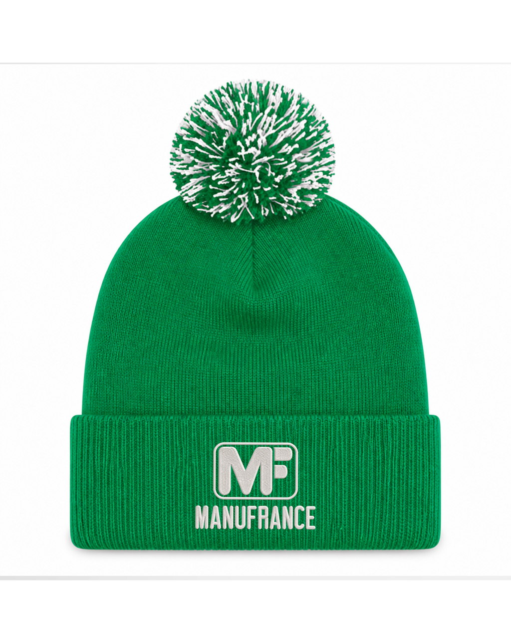 Bonnet pompon Manufrance brodé