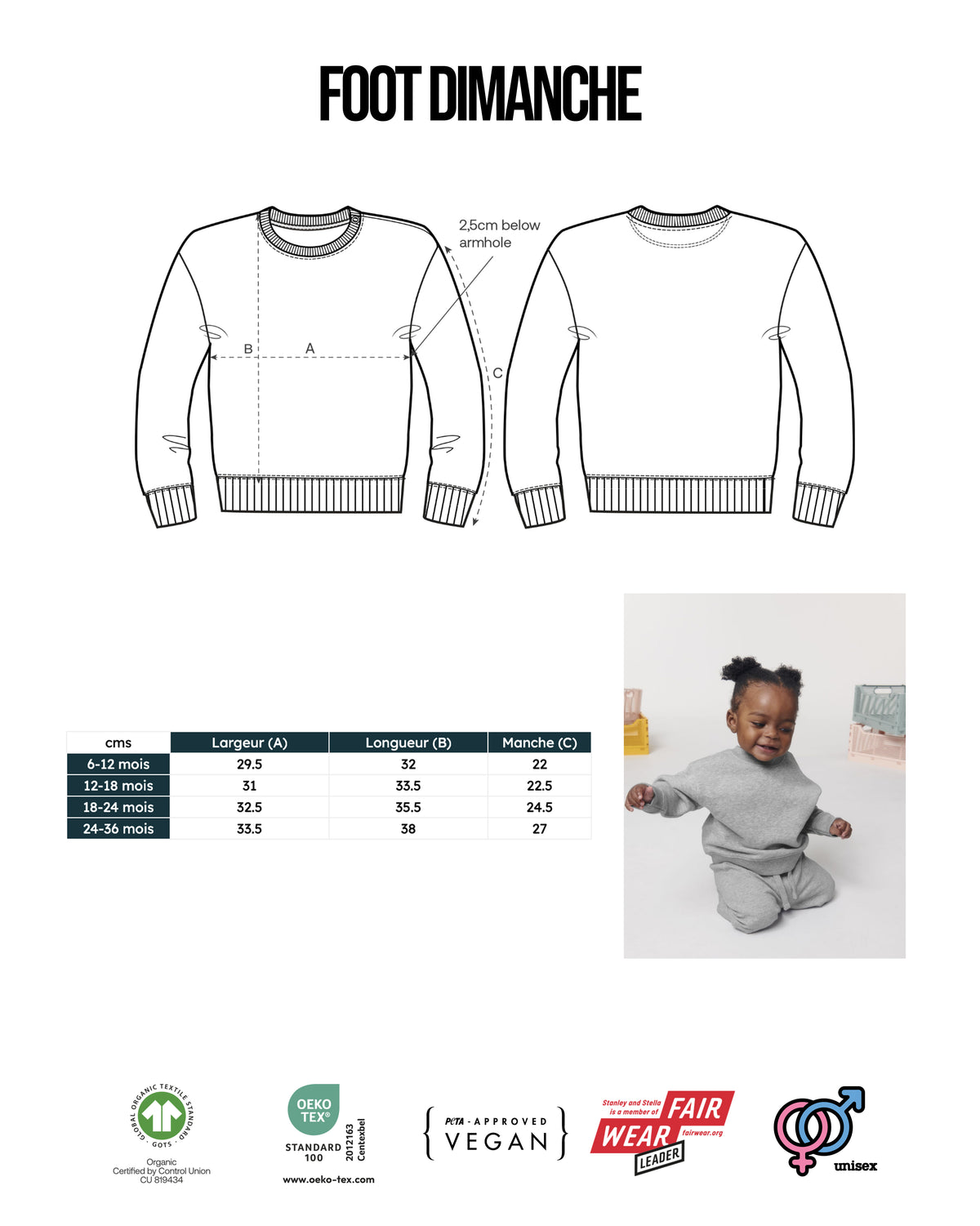 Sweat bébé Bordeaux rétro