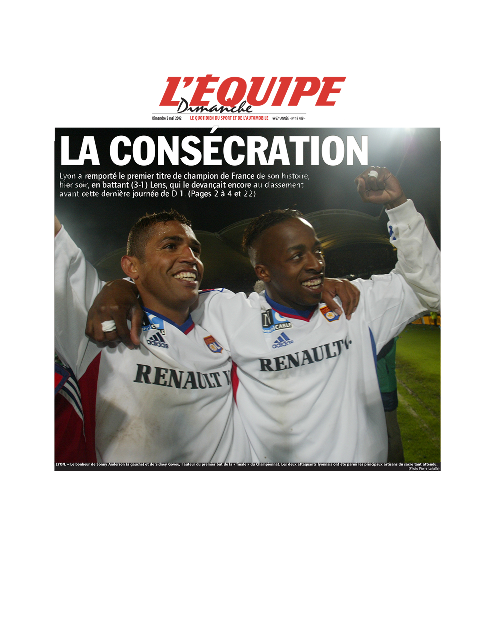 Tee Shirt La consécration OL- L'Equipe x Foot Dimanche