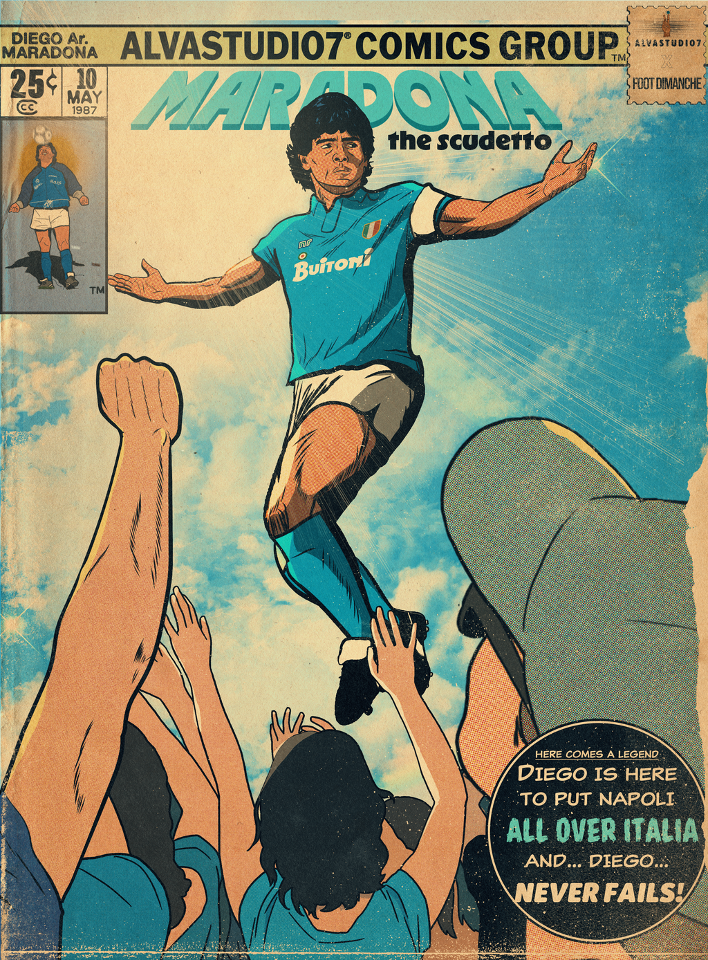 Tee Shirt Maradona - Foot Dimanche x Alvastudio7