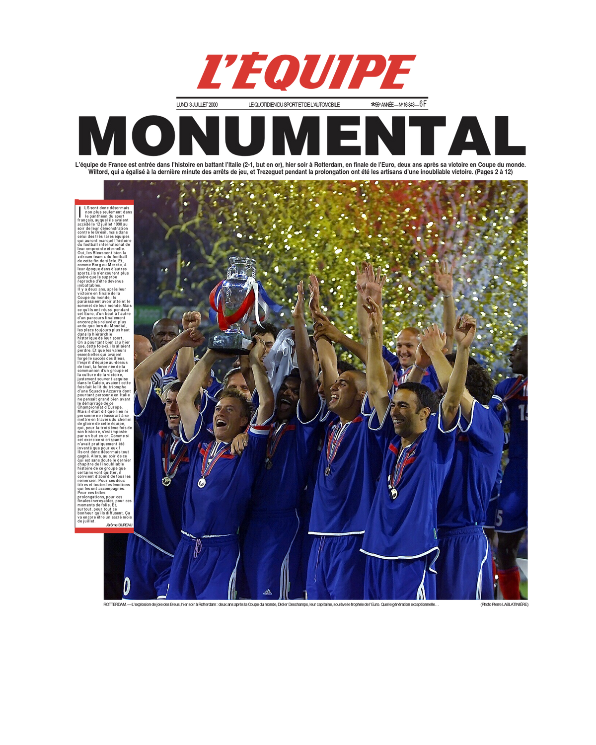 Tee Shirt Monumental Equipe de France - L'Equipe x Foot Dimanche
