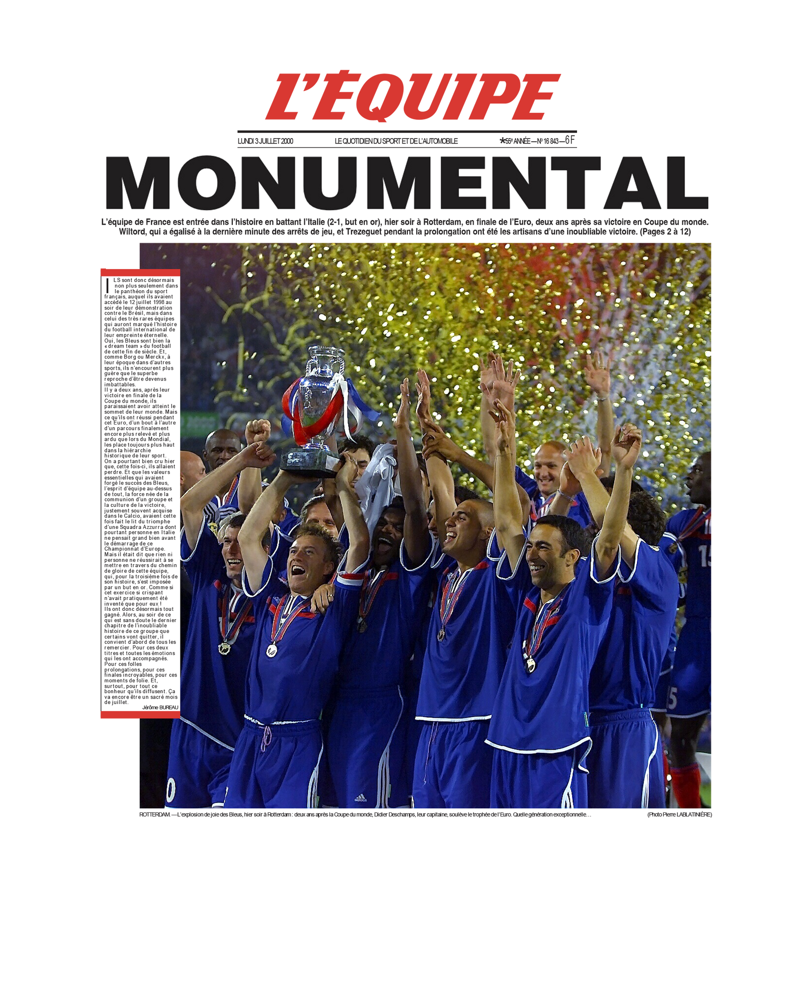 Tee Shirt Monumental Equipe de France - L'Equipe x Foot Dimanche