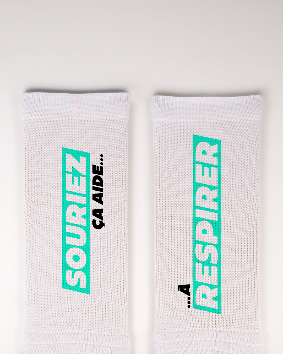 Chaussettes Souriez ça aide à respirer - RMC Running x Foot Dimanche
