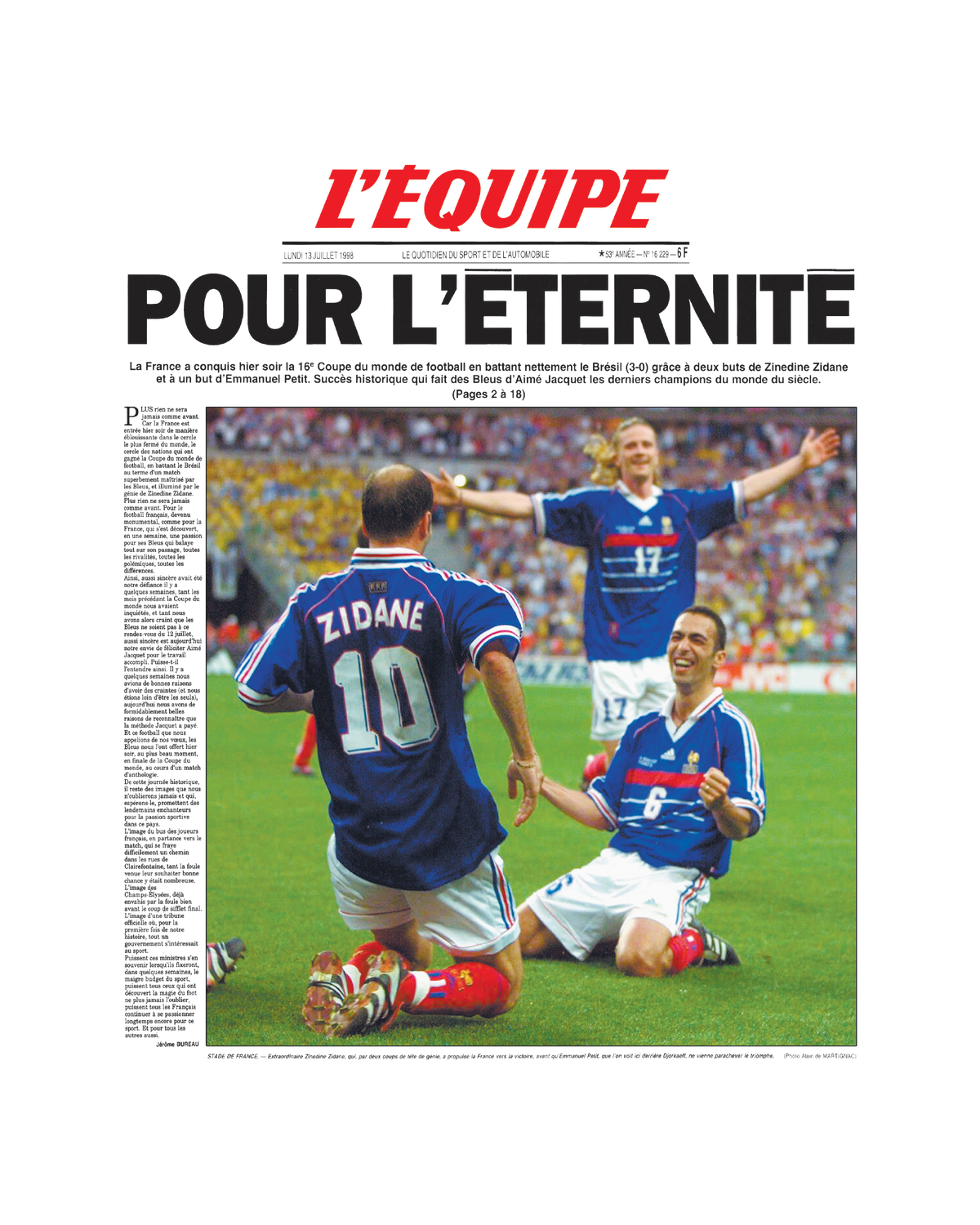 Tee Shirt Pour l'éternité - L'Equipe x Foot Dimanche