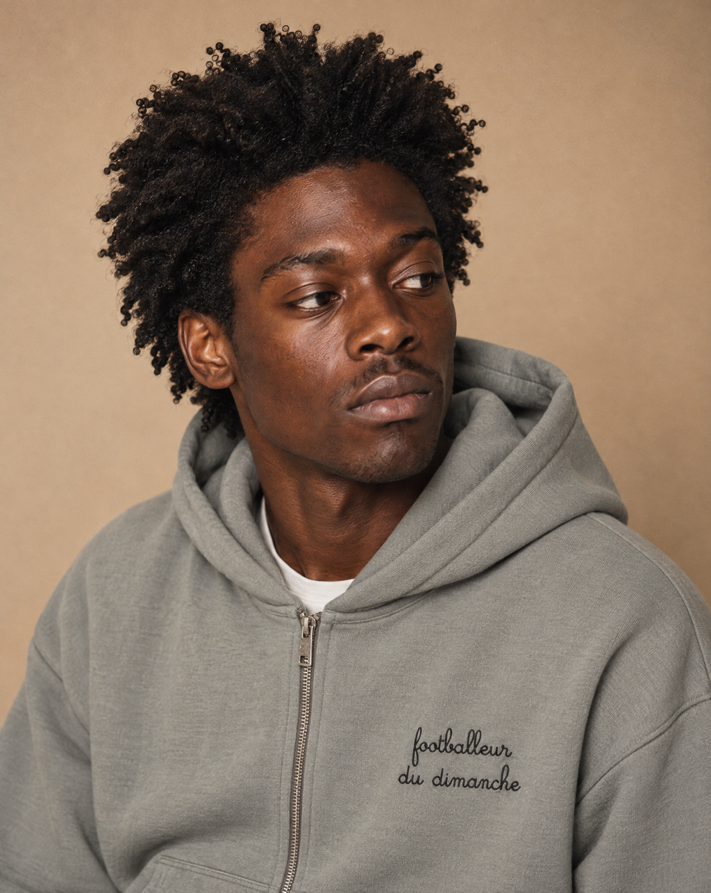 Sweat zippé Foot Dimanche brodé