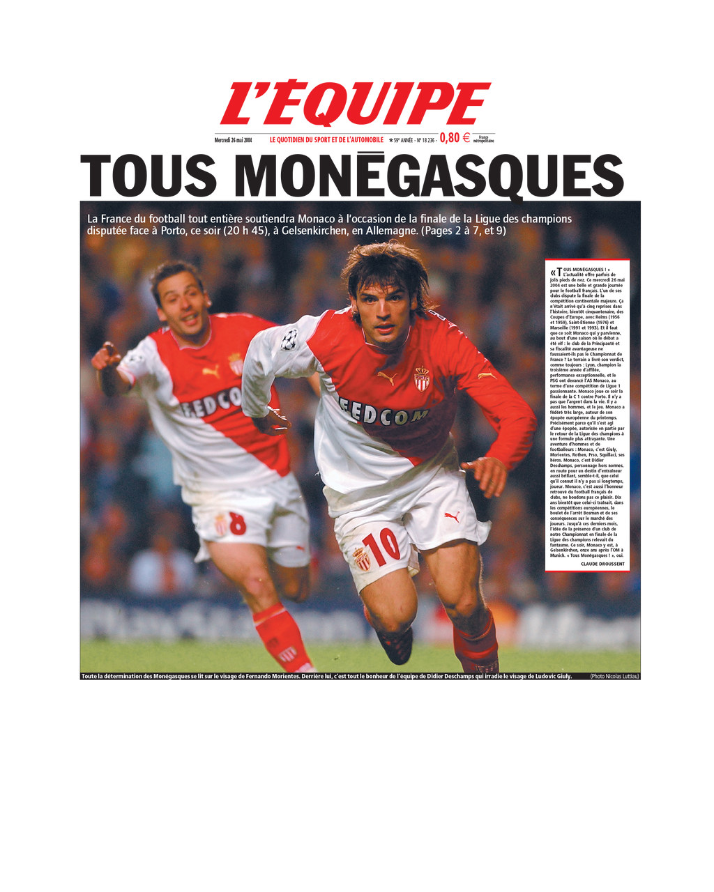 Tee Shirt Tous Monégasques - L'Equipe x Foot Dimanche